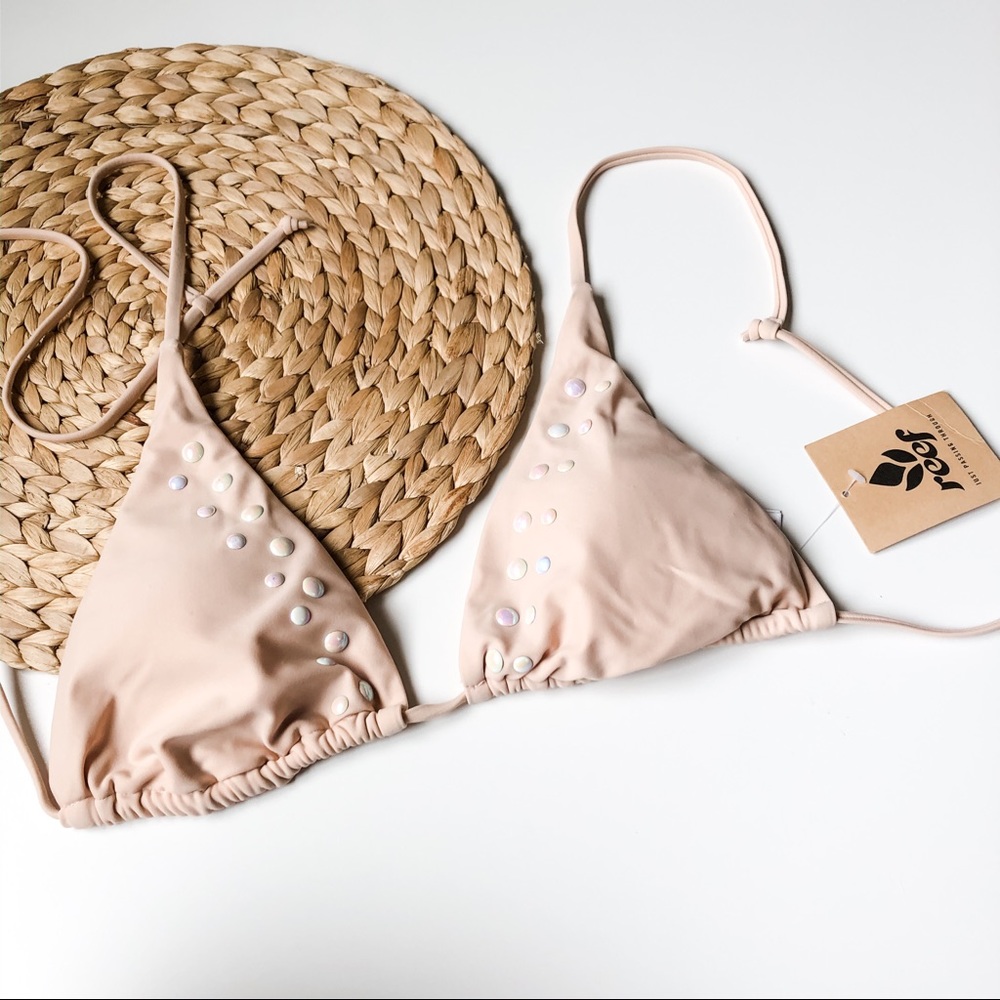 REEF Cream Kaleidoscope Triangle Bikini Top Swim M